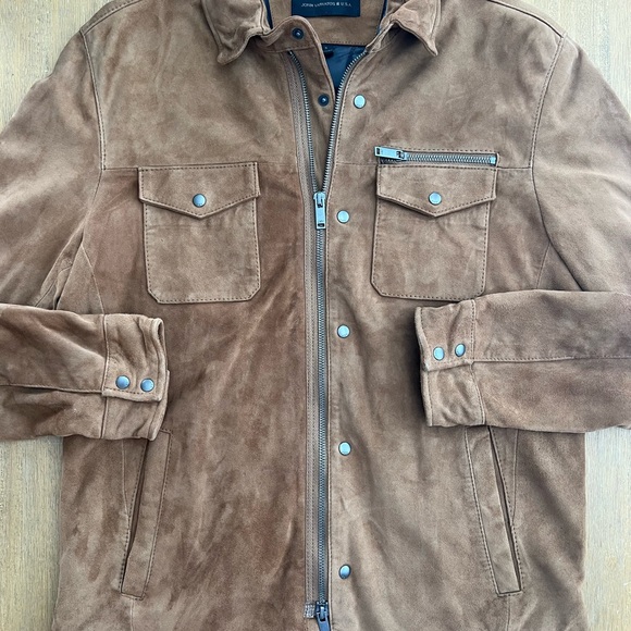 John Varvatos Shilo Suede Shirt Jacket Whiskey Brown Mens S (36/38) - Picture 3 of 12